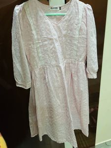 Chikankari Pastel Pink Broderie Anglaise Dress