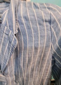 Striped blue cotton blazer