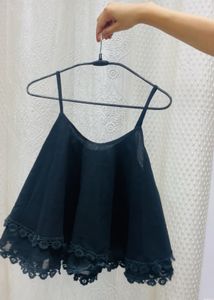 Elegant Black Lace Trim Cami Top