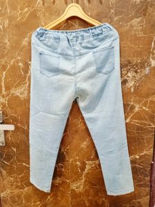 Light Blue Graphic Denim Pants