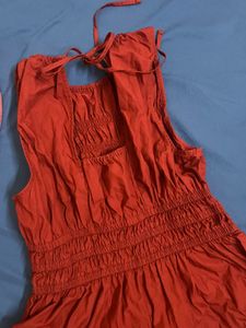 Chic Red Smocked Dress