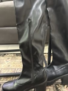 Black Faux Leather Platform Boots