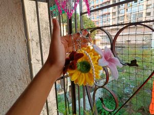 Sunflower Keychain with Pearls
