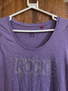 Purple 'Rock' Rhinestone T-Shirt