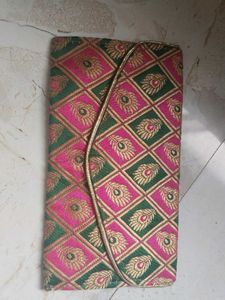 Embroidered Peacock Clutch Bag
