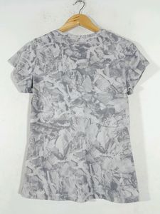 Grey Printed Casual Active T-Shirt (Women's)