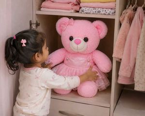 Cute Pink Teddy Bear Toy wearing skirt