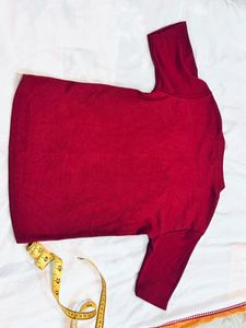 Maroon Mock Neck T-Shirt