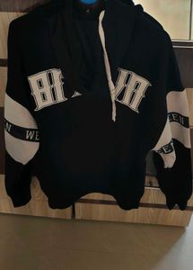 Men's Black Zip-Up Hoodie with Graphic Detail