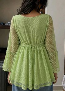 Lime Green Lace Peplum Top