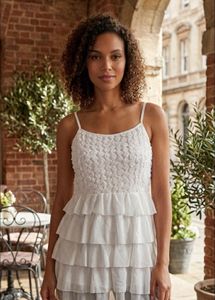 White Ruffled Layered Dress