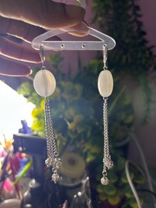 Elegant White Stone Dangle Earrings