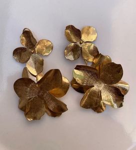 Golden Flower Drop Earrings