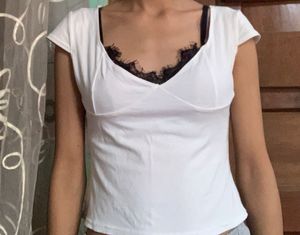 White Top with Lace Detail