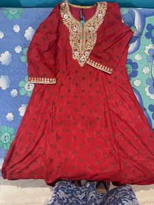 Beautiful Red Moda Rapido A Line Kurti Perfect For Partywear