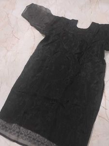 Embroidered Black Kurta with Dupatta