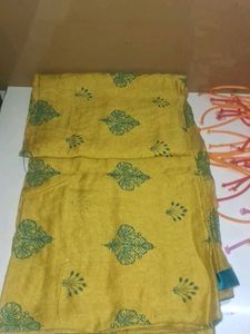 Yellow Dupattas Green Print