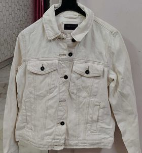 men Cream Denim Jacket