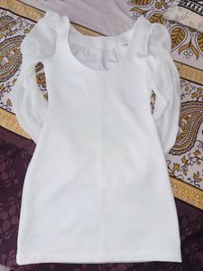 Backless White Sheer Sleeve Dress