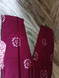 Maroon Batik Print Kurta Set