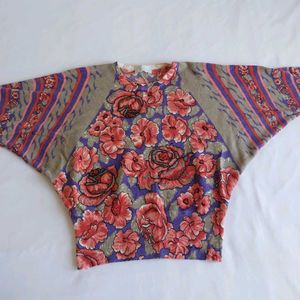 Vintage Floral Print Knit Sweater with sequins ✨️