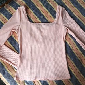 Peach full sleeve fitted top