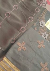 grey color partywear suit papper cotton fabric