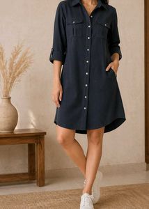 Classic Navy Blue Shirt Dress