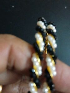Elegant Black &amp; White Beaded Bangles