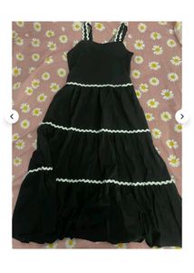 Navy Tiered Sundress with White Trimwomen classic