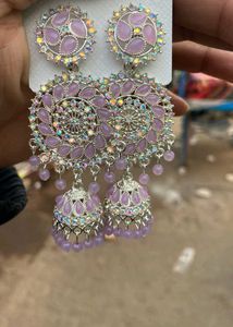 Stunning Lavender Jhumka Earrings