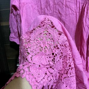 Beautiful Pink Kurta with Lace Detail