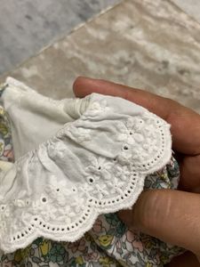 Floral Print Baby Dress with Lace Collar