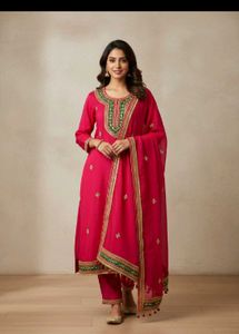 Pink gota work dress material