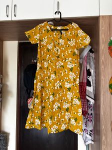 Floral Yellow A-line Summer Dress