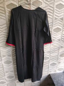 Elegant Black Kurta with Red Accents