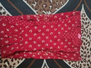 Beautiful Red Printed Anarkali kurti