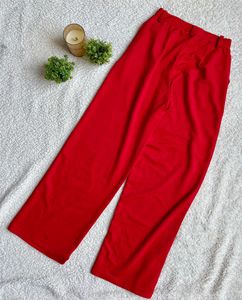 Vibrant Red Wide Leg Trousers