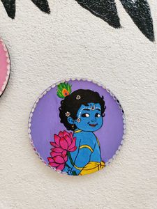 Hand-painted  Krishna MDF Round Wall Decor