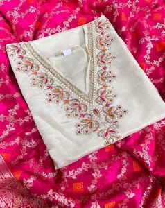 Embroidered Kurta With Dupatta Set