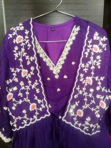 Beautiful Purple Embroidered crop top with plazo j