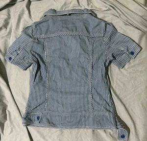 Striped Zipper Front Jacket