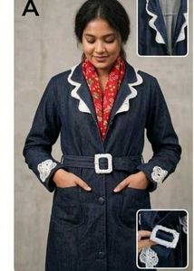 Unique Denim Duster with Crochet Details blazer