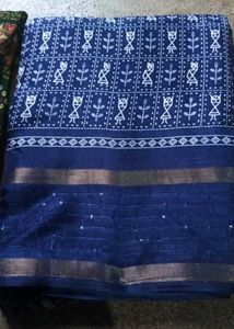 New Navy Blue saree with blouse piece