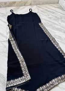 Elegant Black Kurta Set with Gold Embroidery