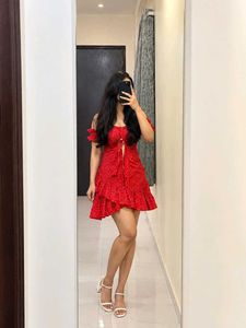 Red Polka Dot Ruffle Mini Dress ❤️
