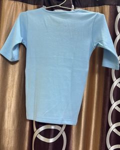 Light Blue V-Neck ribbed Top