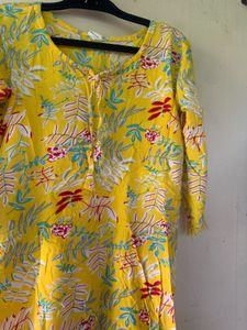 yellow casual cotton kurti