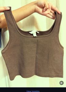 Brown Ribbed Tank Top