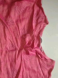 Self Print Cotton Kurta Pink Rose
